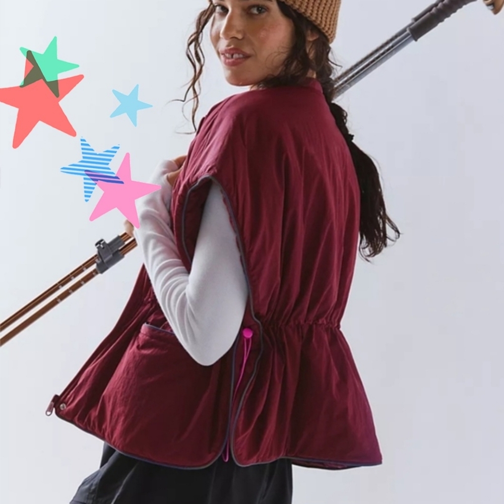 Fee People FP Movement Red Reflective Poncho Fits All NWT